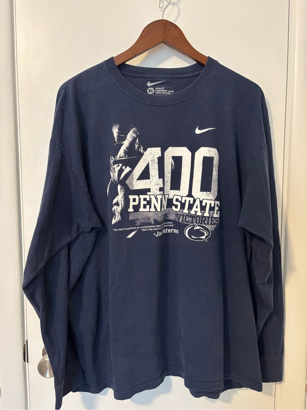 Nike Penn State Nittany Lions 400 Victories Joe Paterno Long Sleeve Shirt Men XL